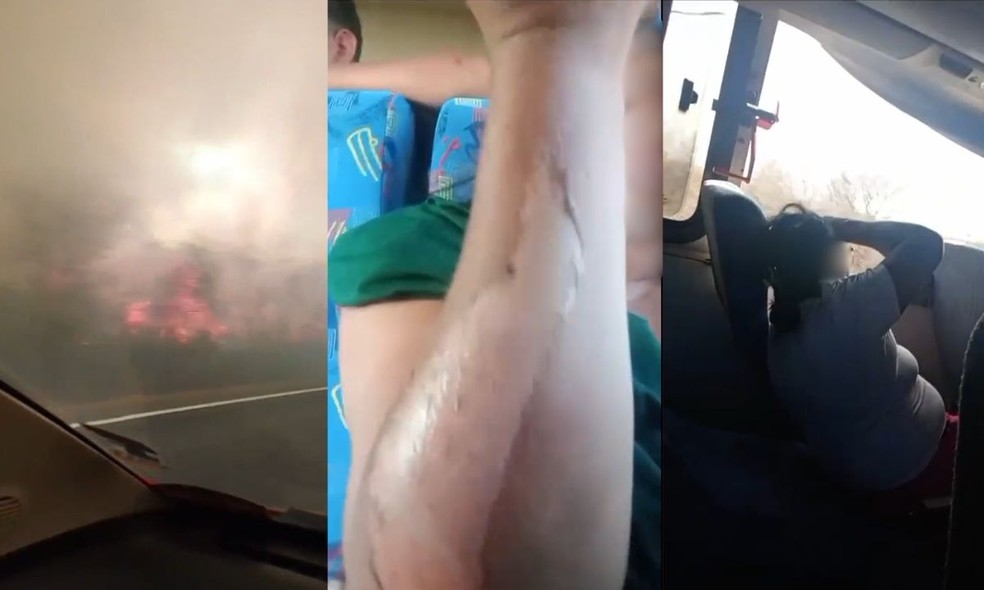 Dezenove pessoas ficam feridas após ônibus passar por rodovia durante incêndio na BA